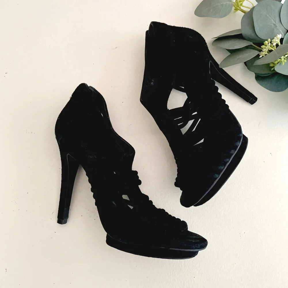 Tory Burch Sigourney Caged Suede Heels